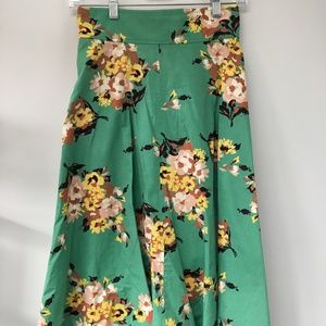 Plenty by Tracy Reese green w/flowers A-line skirt